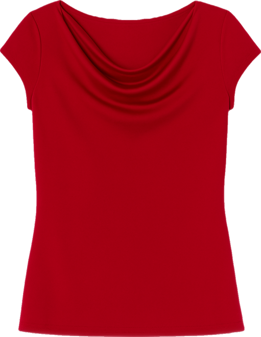 Petite Cowlneck Cap-Sleeve Top