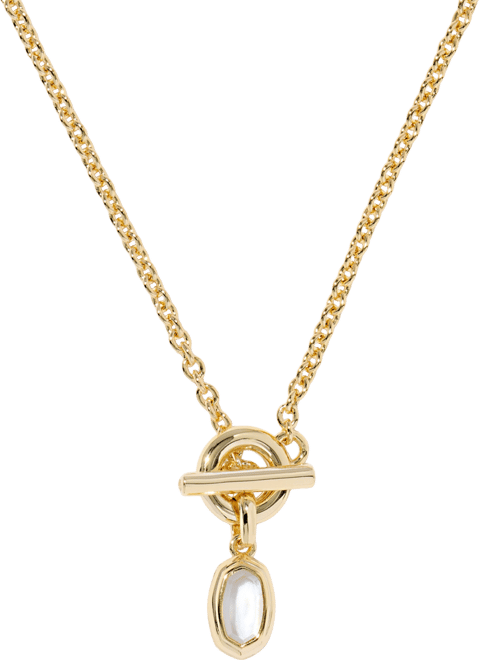 Malachite & Imitation Pearl 14K Gold Plated Over Brass Daphne Link and Chain Necklace