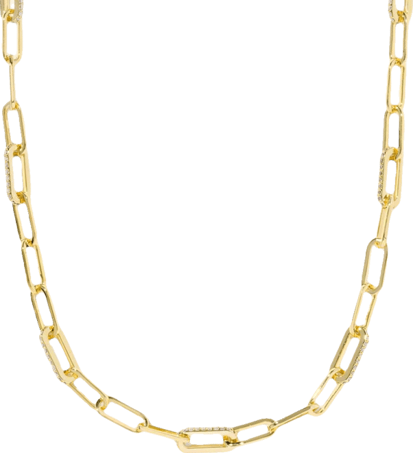 Cubic Zirconia 14K Gold Plated Over Brass Bella Chain Necklace