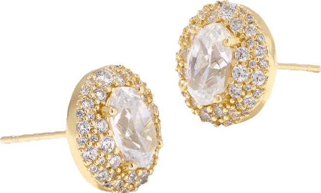 Cubic Zirconia 14K Gold Plated Over Brass Bella Stud Earrings