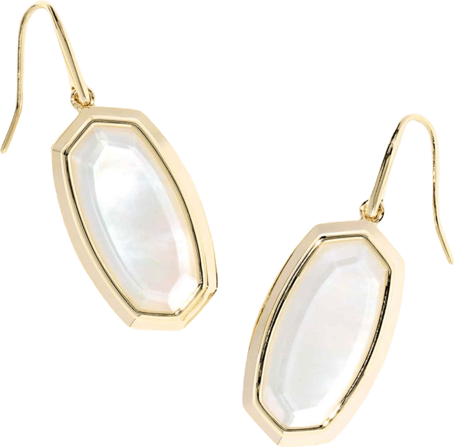 Imitation Pearl 14K Gold Plated Over Brass Dani Bezel Drop Earrings