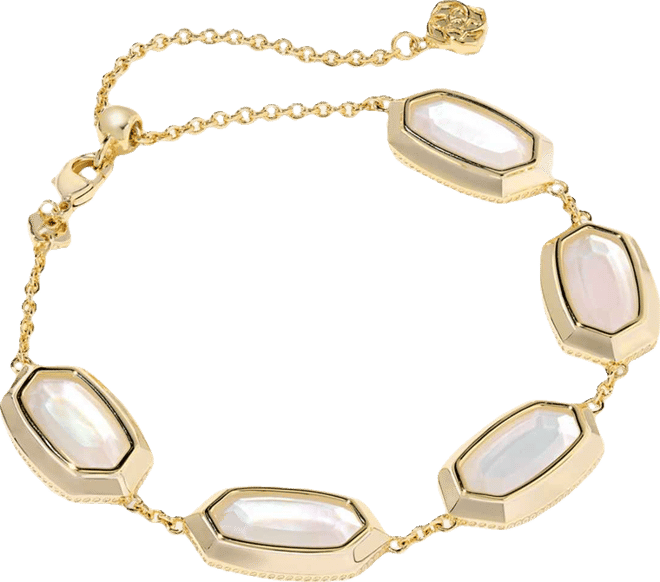 Imitation Pearl 14K Gold Plated Over Brass Elaina Bezel Chain Bracelet