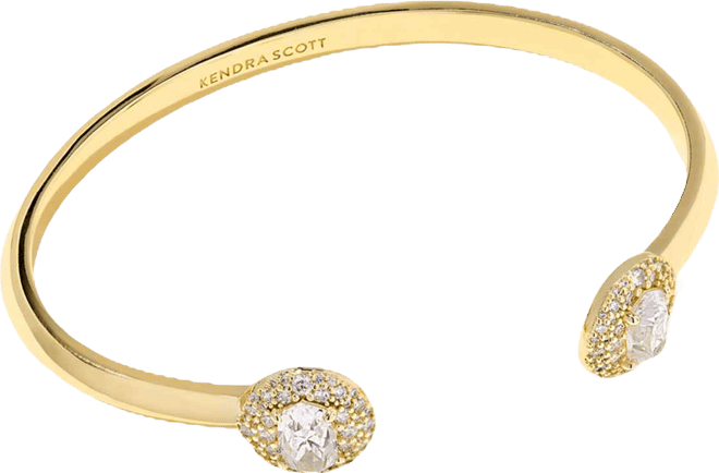 Cubic Zirconia 14K Gold Plated Over Brass Bella Cuff Bracelet