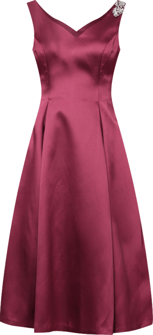 Women's A-Line Sleeveless Shoulder Embellished Dress