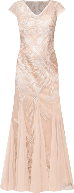 Petite Embroidered Long Tulle Dress