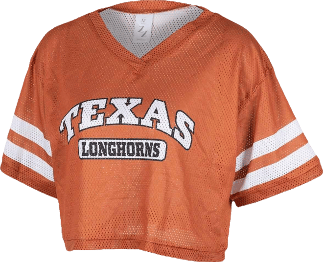 Women's Texas Orange Texas Longhorns Mesh Cropped V-Neck T-Shirt