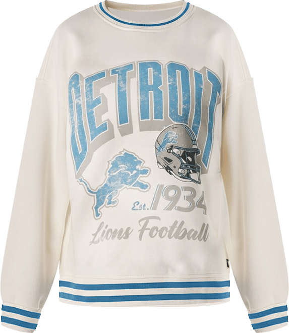 Women's Cream Detroit Lions Oversized Vintage French Terry Sweatshirt