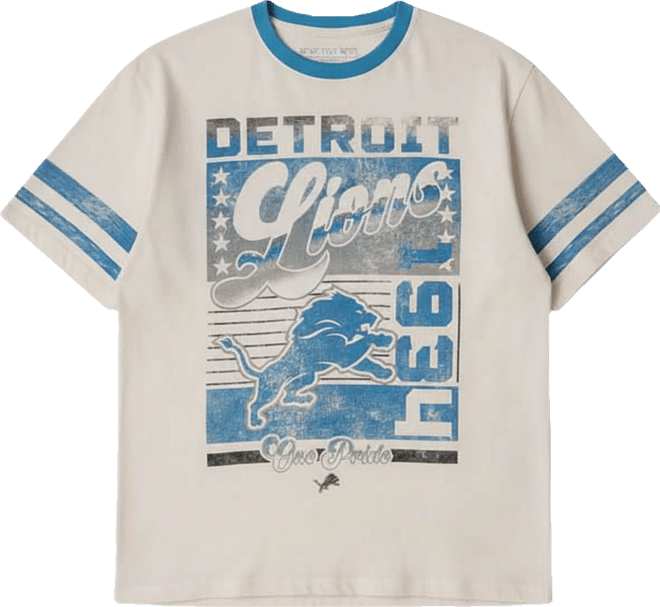 Women's Cream Detroit Lions Vintage Drop Shoulder Oversized Boyfriend T-Shirt
