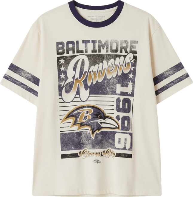 Women's Cream Baltimore Ravens Vintage Drop Shoulder Oversized Boyfriend T-Shirt