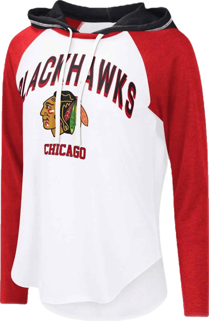 Women's White Chicago Blackhawks Vip Raglan Long Sleeve Hoodie T-Shirt