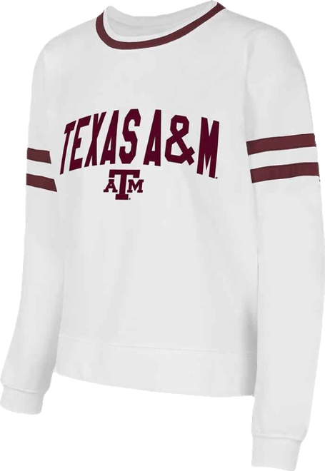Women's White Texas A M Aggies Borough French Terry Arch Over Long Sleeve Top