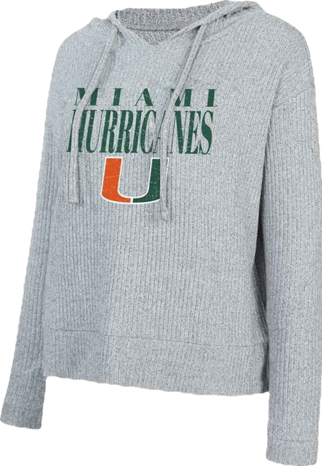 Women's Grey Miami Hurricanes Juniper Soft Modest Cropped Long Sleeve Hoodie