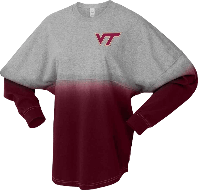 Men's and Women's Maroon/Gray Virginia Tech Hokies Ombre Long Sleeve T-Shirt