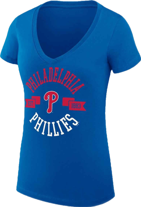 Women's Royal Philadelphia Phillies Super-Slim Fit Lightweight City Graphic V-Neck T-Shirt