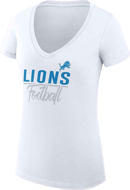 Women's White Detroit Lions V-Neck Fitted T-Shirt