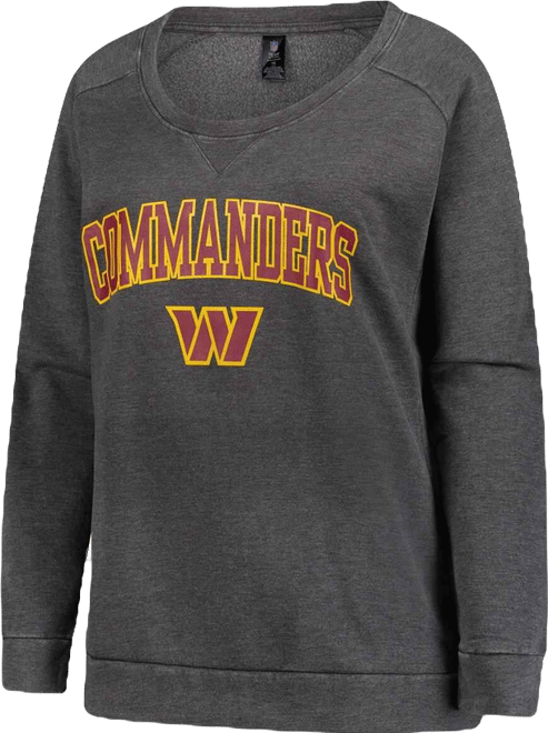 Women's Charcoal Washington Commanders Plus Size Acid Wash Raglan Sweatshirt