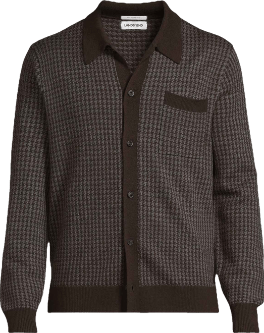 Men's Long Sleeve Washable Merino Button Through Sweater Polo