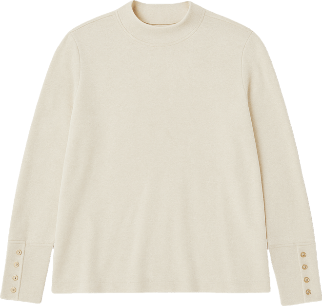 Plus Size Mock Neck Snap Cuff Long Sleeve Top