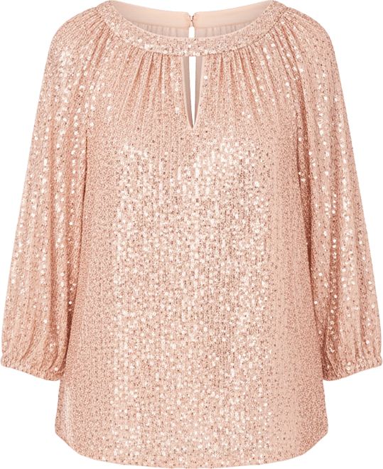 Women's Sequin Detail Puff Sleeves Top
