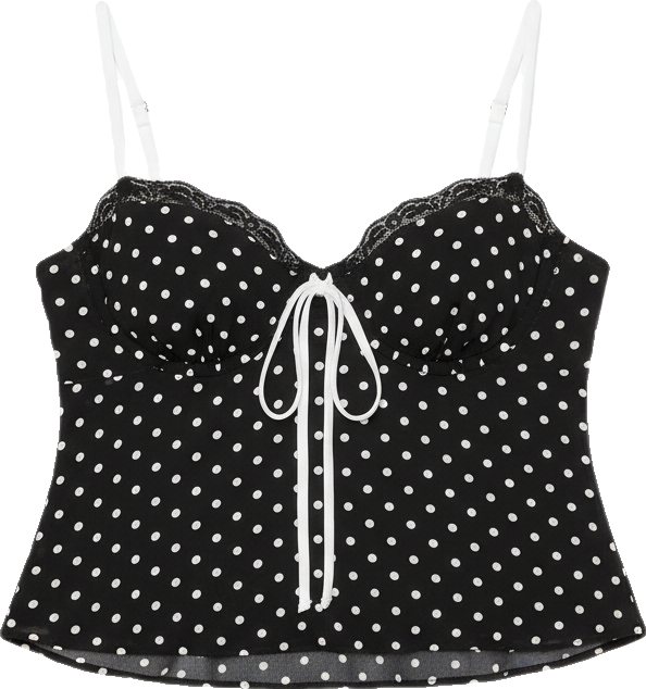 Women's Contrast Polka Dot Cupped Chiffon Top