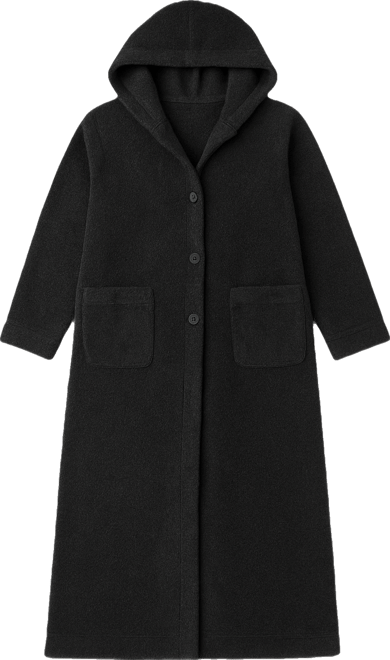 Plus Size Long Hooded Berber Fleece Coat