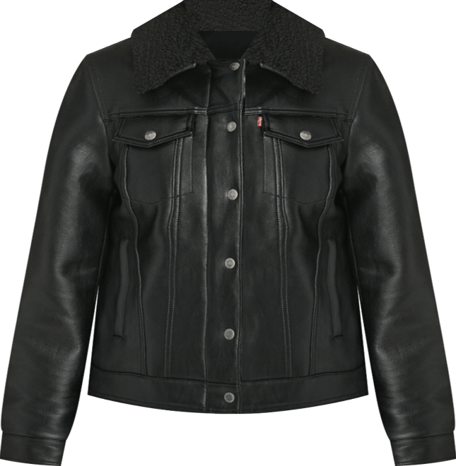 Women's Regular Faux Leather Trucker Jacket