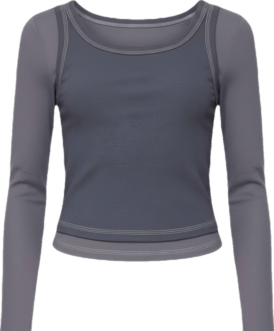 Womens Zane Contrast Layered Long Sleeve Top