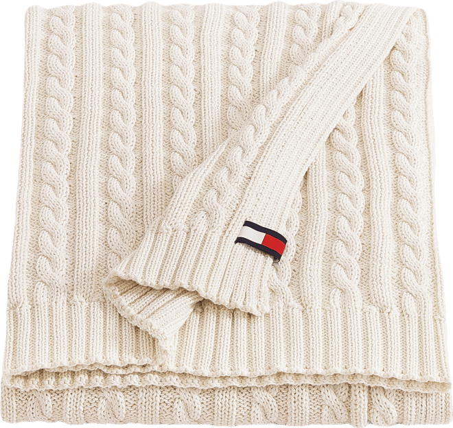 Solid Cotton Cable Knit Throw Blanket, 70" x 50"