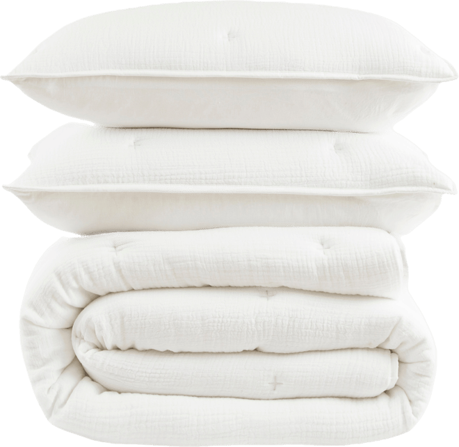 Breeze Cotton Embroidered 3-Pc. Quilt Set, King