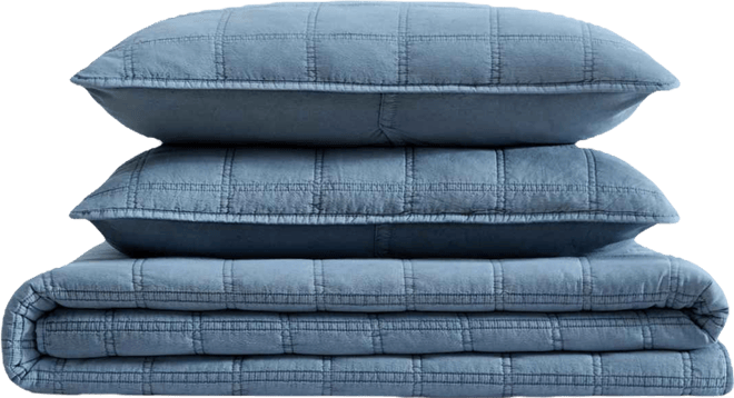 Solid Stonewashed 3-Pc. Quilt Set, Full/Queen