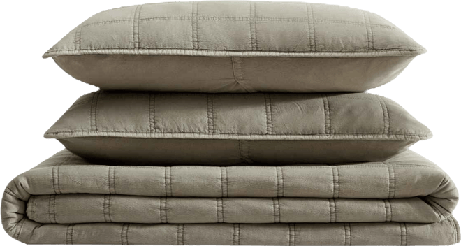 Solid Stonewashed 3-Pc. Quilt Set, Full/Queen