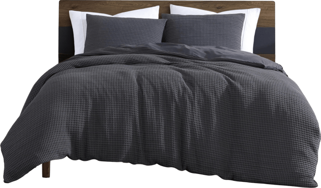 Solid Waffle 3-Pc. Duvet Cover Set, King