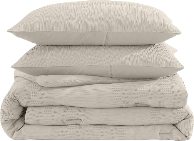 Solid Variegated Waffle 3-Pc. Comforter Set, King