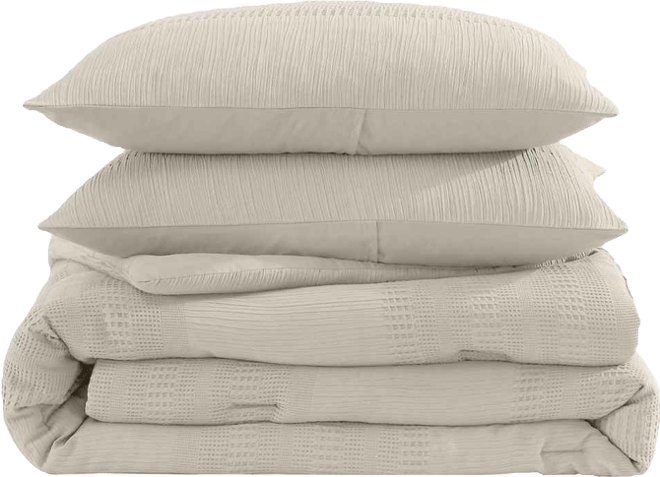 Solid Variegated Waffle 3-Pc. Comforter Set, Full/Queen