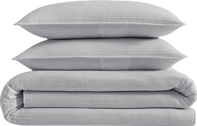 Solid Washed Channel Stitch 3-Pc. Quilt Set, Full/Queen