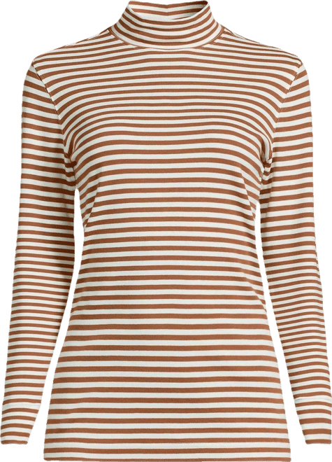 Plus Size Relaxed Cotton Long Sleeve Mock Turtleneck