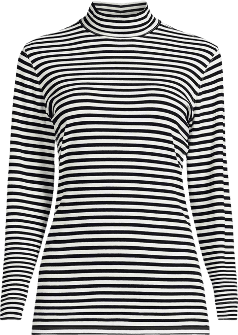 Plus Size Relaxed Cotton Long Sleeve Mock Turtleneck