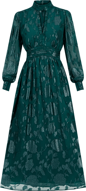 Women's Floral Chiffon Split-Neck Maxi Dress