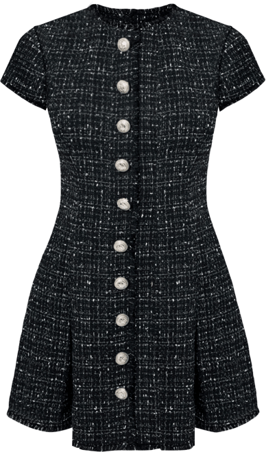 Fcuk Women's Speckled Tweed Pleated Mini Dress