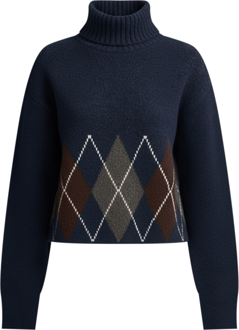 Women's Argyle Mock Neck Sweater