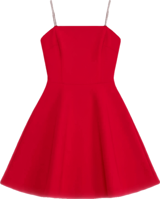 Juniors' Square Neck Rhinestone Trimmed Straps Dress