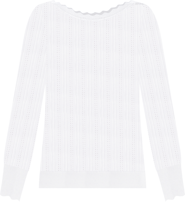 Women's Scalloped-Trim Boat Neck Sweater