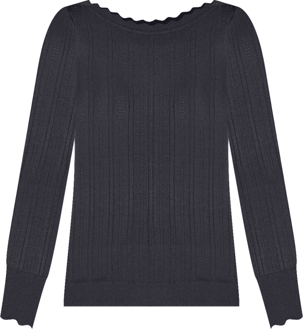 Women's Scalloped-Trim Boat Neck Sweater