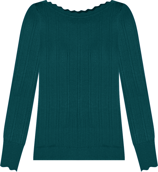 Women's Scalloped-Trim Boat Neck Sweater