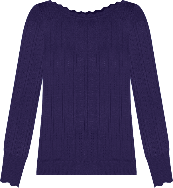 Women's Scalloped-Trim Boat Neck Sweater