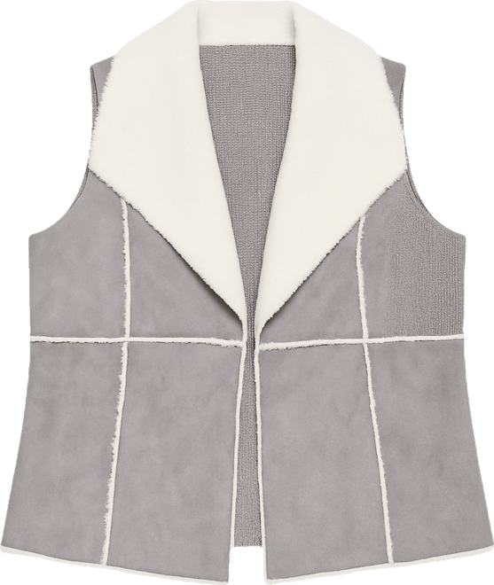 Plus Size Black Label Sherpa-Trim Vest Sweater