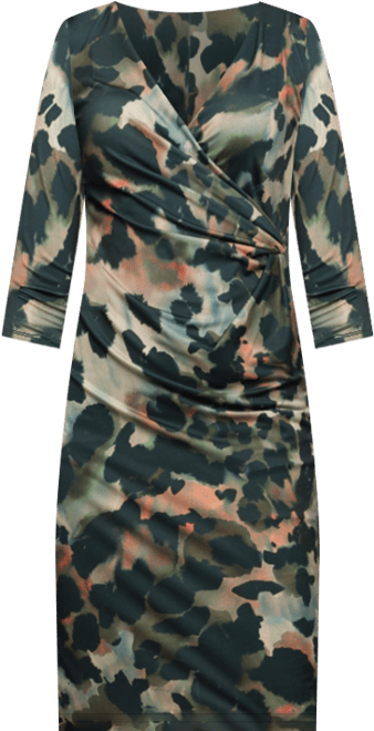 Women's Three Quarter Sleeve Faux Wrap Dress