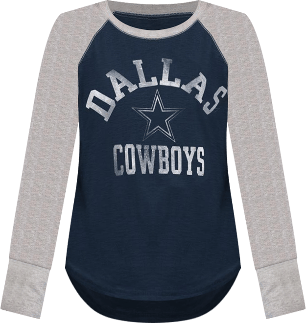 Women's Navy/Gray Dallas Cowboys Waffle Knit Raglan Long-Sleeve T-Shirt