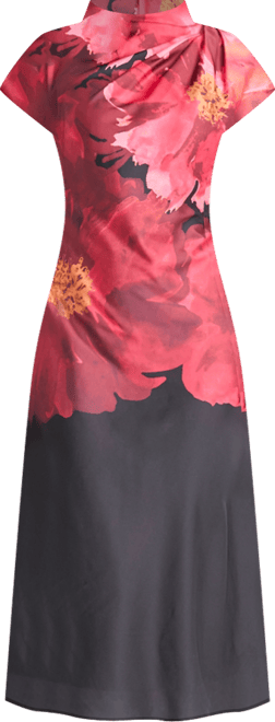 Women's Printed Cap Sleeves Midi Dress