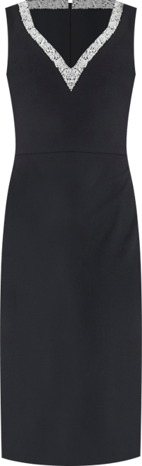 Women's V-Neck Embellished Sheath Midi Dress